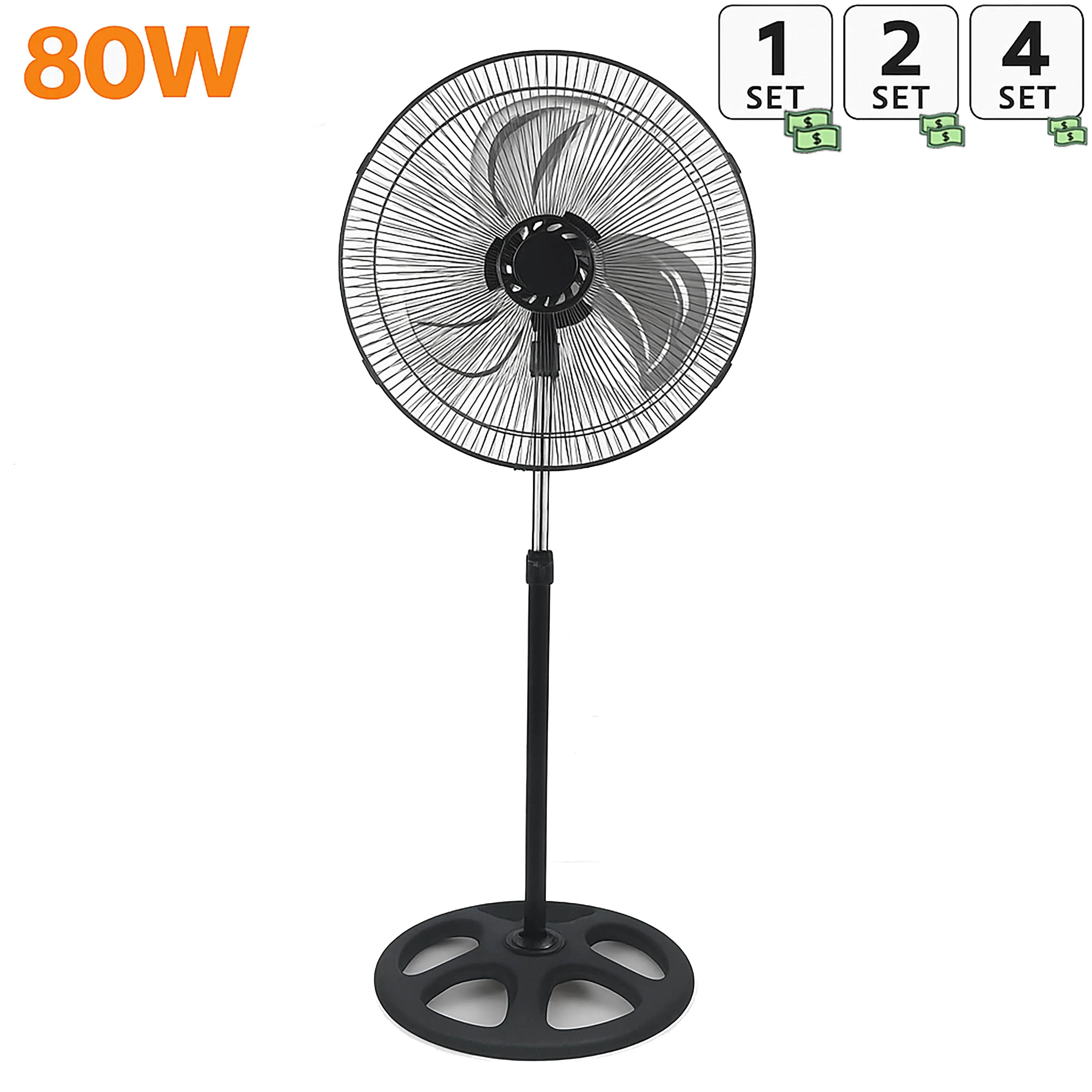 80W Silent Standing Fan with 3 Speeds and Oscillating Function, Diameter 45cm, Temperature Range 5 to 42 Degrees, Ce and Rohs Certified, Powerful and Efficient TechVisio