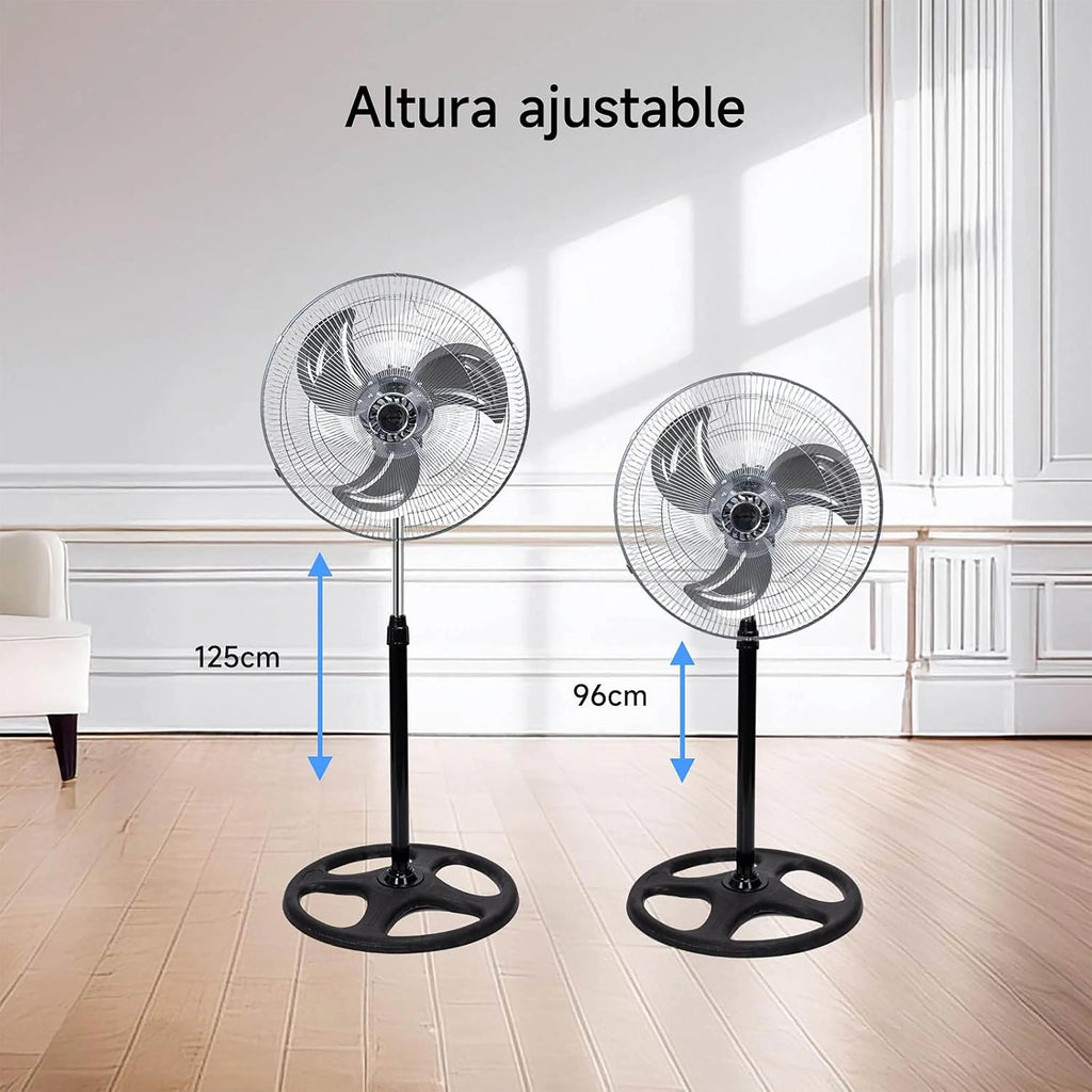80W Silent Standing Fan with 3 Speeds and Oscillating Function, Diameter 45cm, Temperature Range 5 to 42 Degrees, Ce and Rohs Certified, Powerful and Efficient TechVisio