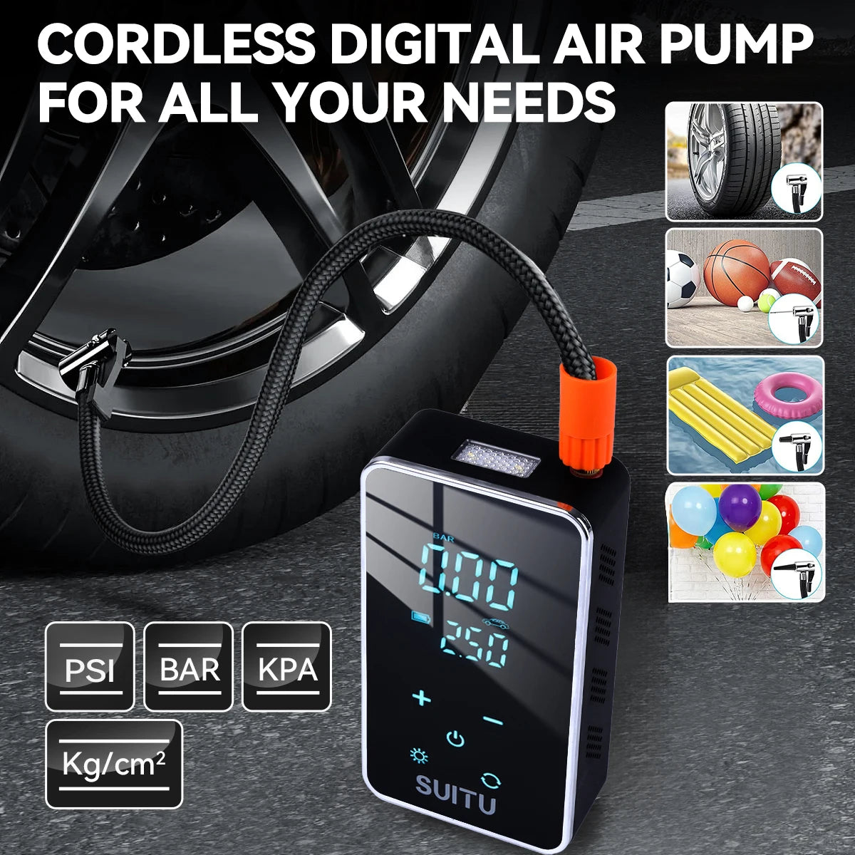 New Wireless Car Air Compressor Air Pump Electric Tire Inflator Pump for Motorcycle Bicycle Boat AUTO Tyre Balls Inflatable TechVisio