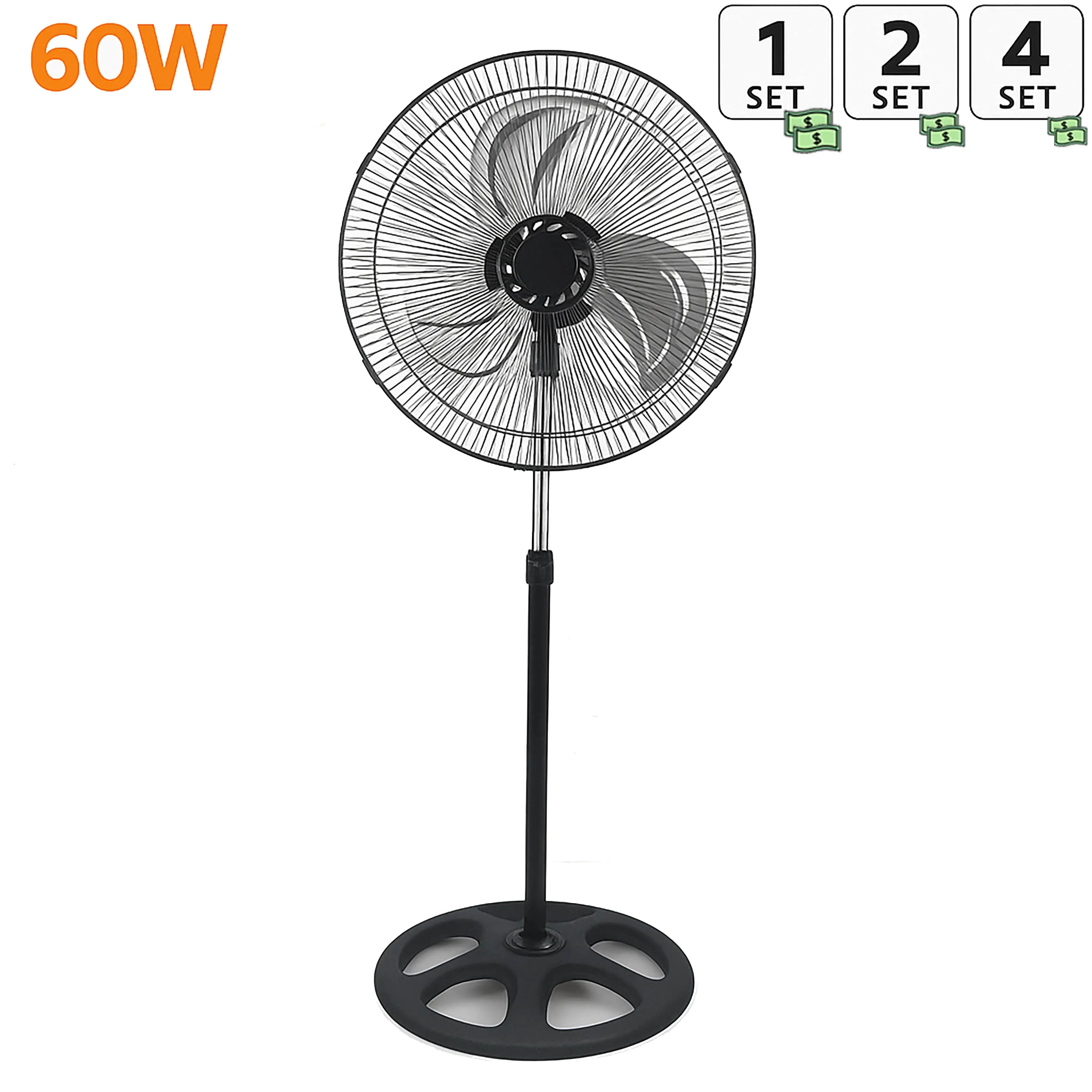 80W Silent Standing Fan with 3 Speeds and Oscillating Function, Diameter 45cm, Temperature Range 5 to 42 Degrees, Ce and Rohs Certified, Powerful and Efficient TechVisio