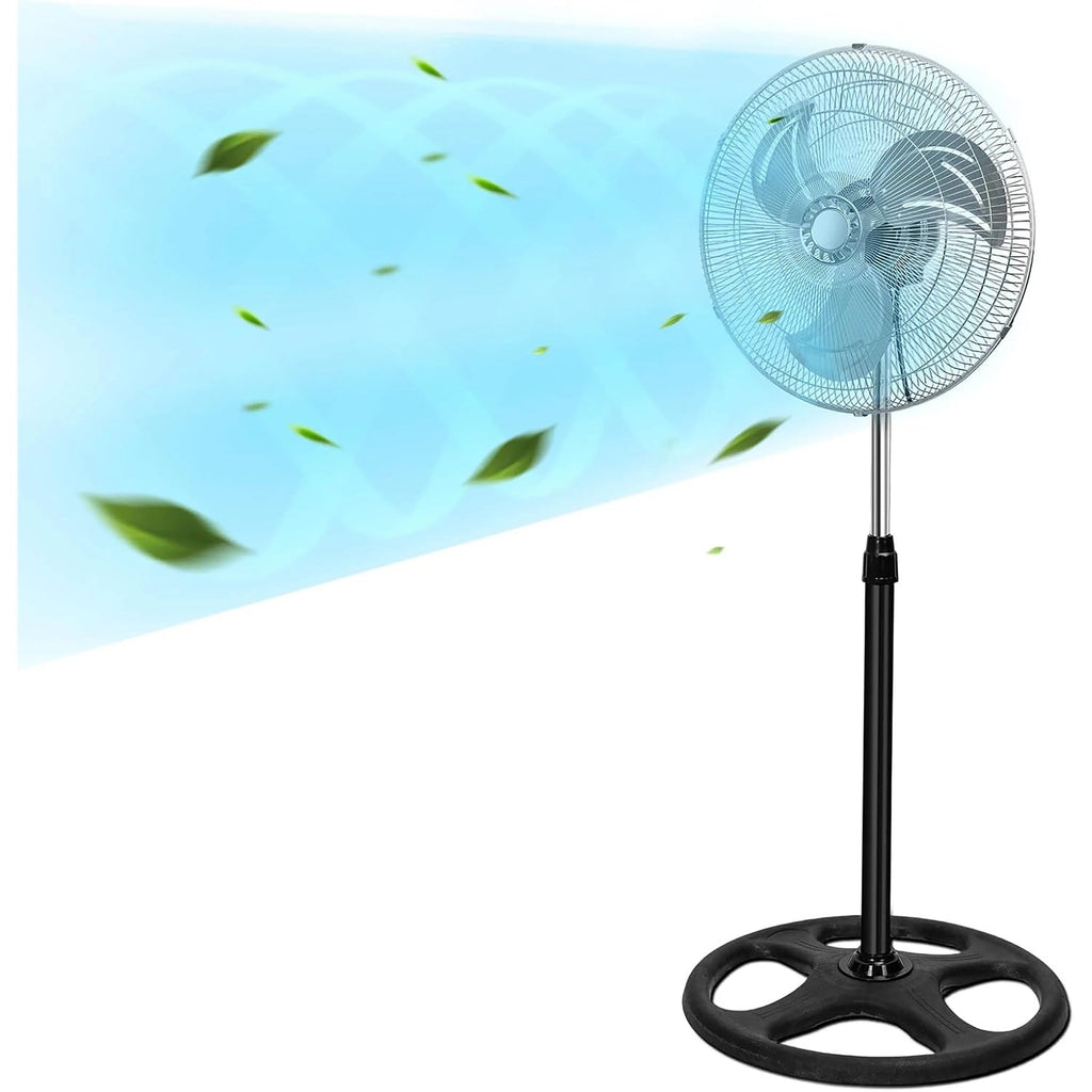 80W Silent Standing Fan with 3 Speeds and Oscillating Function, Diameter 45cm, Temperature Range 5 to 42 Degrees, Ce and Rohs Certified, Powerful and Efficient TechVisio