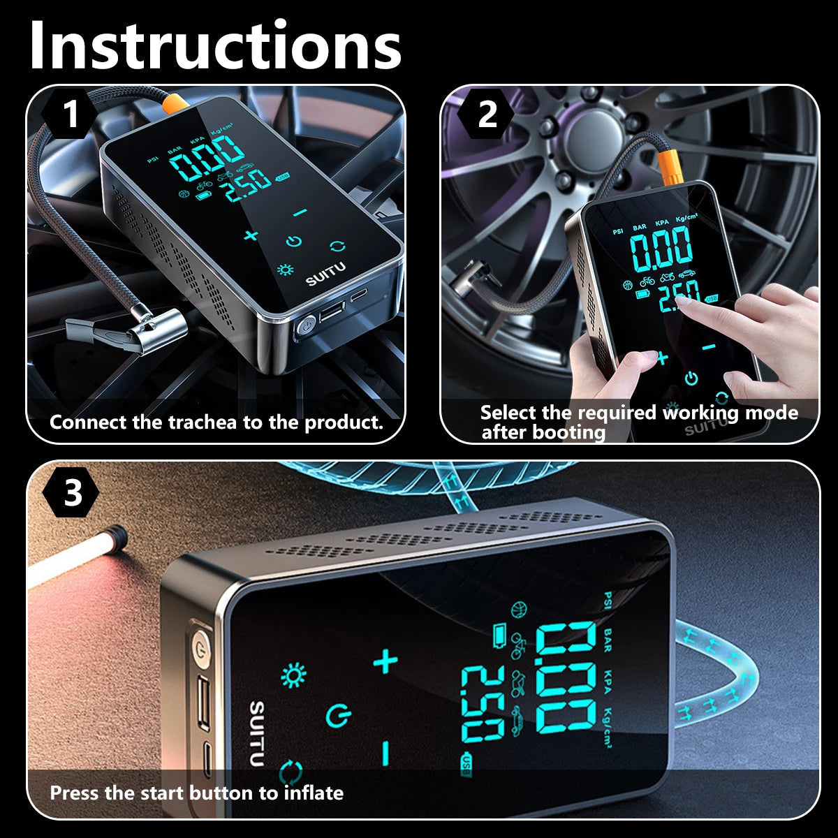 New Wireless Car Air Compressor Air Pump Electric Tire Inflator Pump for Motorcycle Bicycle Boat AUTO Tyre Balls Inflatable TechVisio