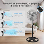 80W Silent Standing Fan with 3 Speeds and Oscillating Function, Diameter 45cm, Temperature Range 5 to 42 Degrees, Ce and Rohs Certified, Powerful and Efficient TechVisio