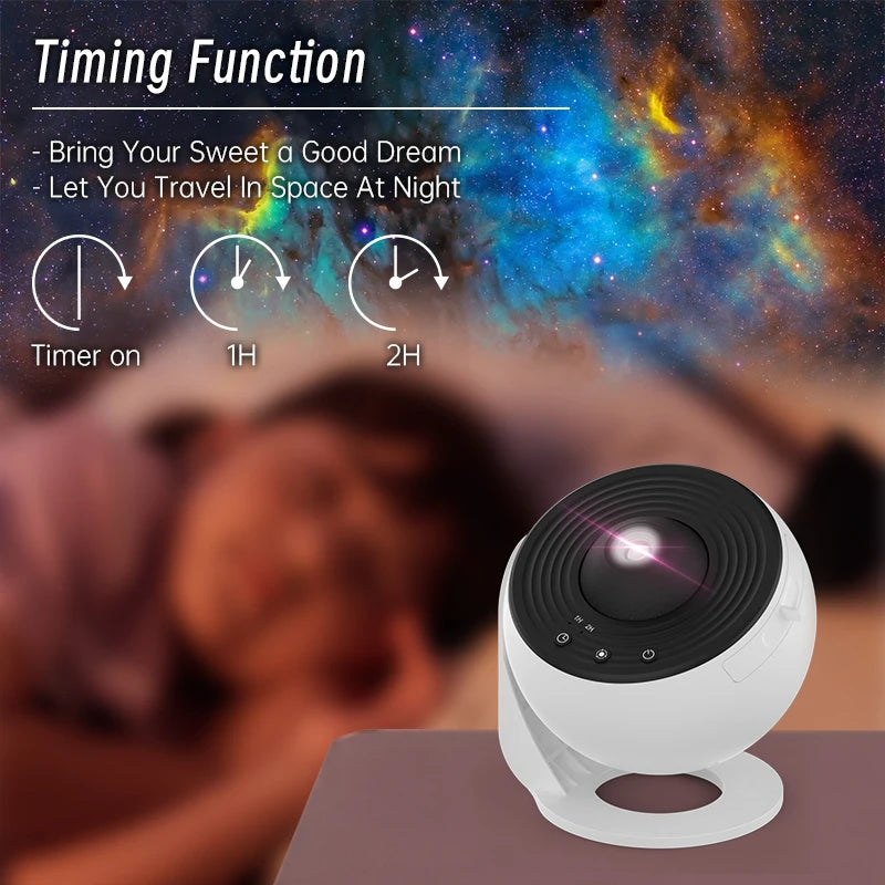Projecteur Planétarium 12-en-1 AUSYLE – Veilleuse LED Galaxie, Rotation 360°, Cadeau Enfant & Déco
