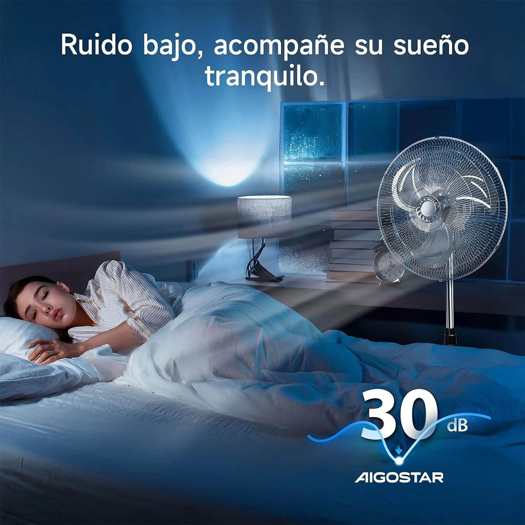 80W Silent Standing Fan with 3 Speeds and Oscillating Function, Diameter 45cm, Temperature Range 5 to 42 Degrees, Ce and Rohs Certified, Powerful and Efficient TechVisio