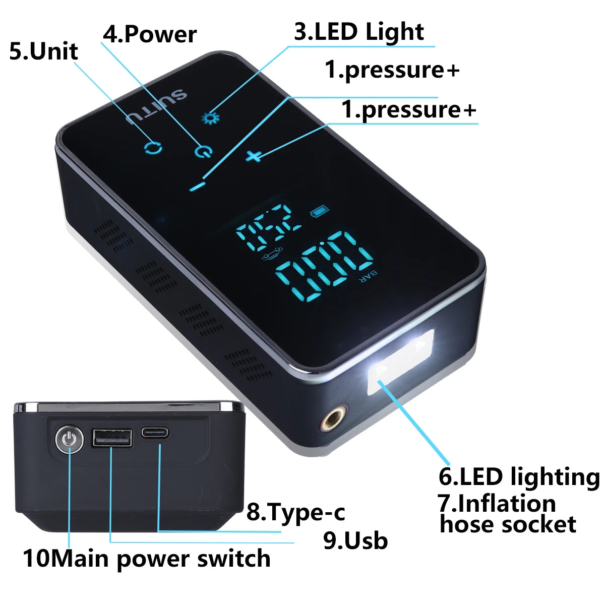 New Wireless Car Air Compressor Air Pump Electric Tire Inflator Pump for Motorcycle Bicycle Boat AUTO Tyre Balls Inflatable TechVisio
