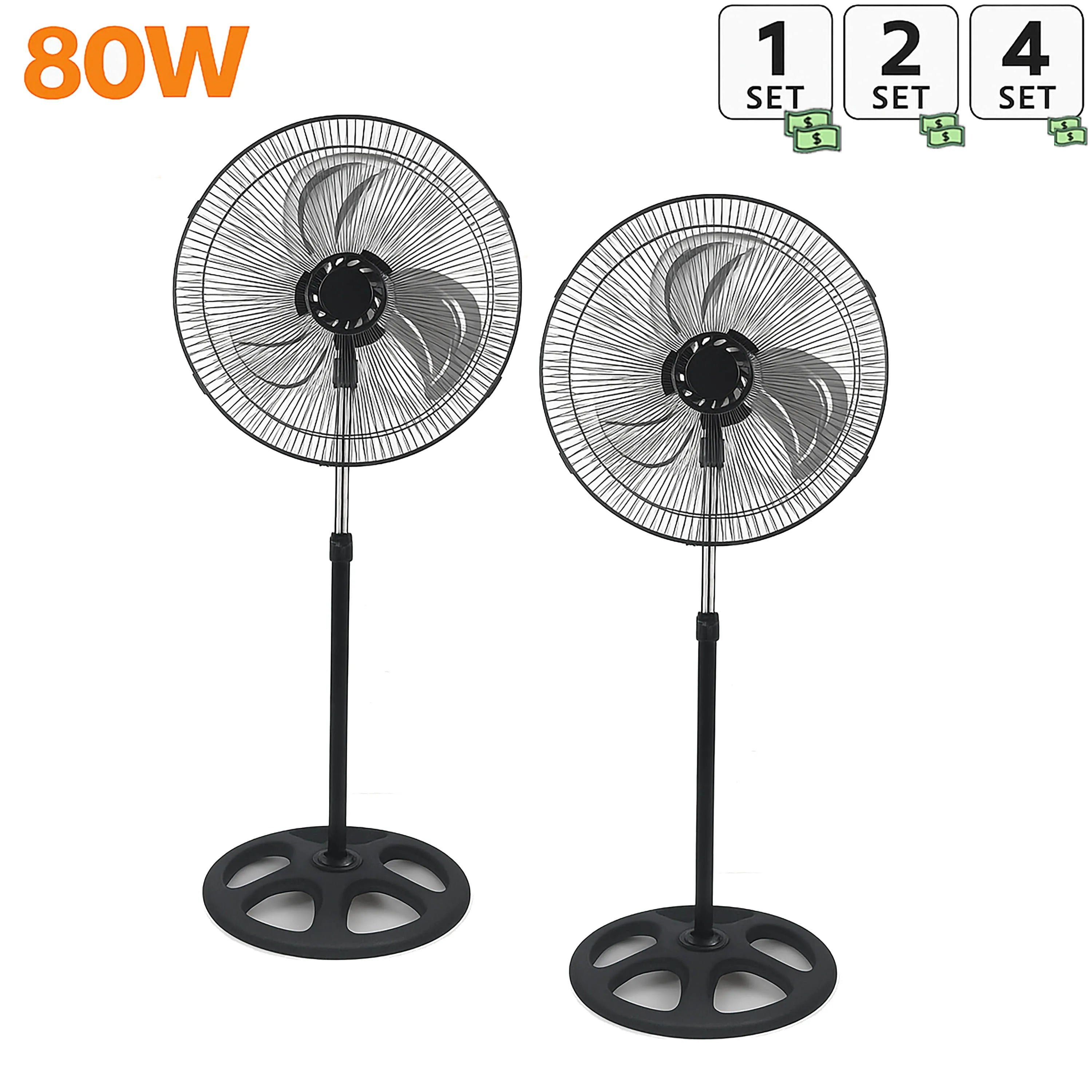 80W Silent Standing Fan with 3 Speeds and Oscillating Function, Diameter 45cm, Temperature Range 5 to 42 Degrees, Ce and Rohs Certified, Powerful and Efficient TechVisio