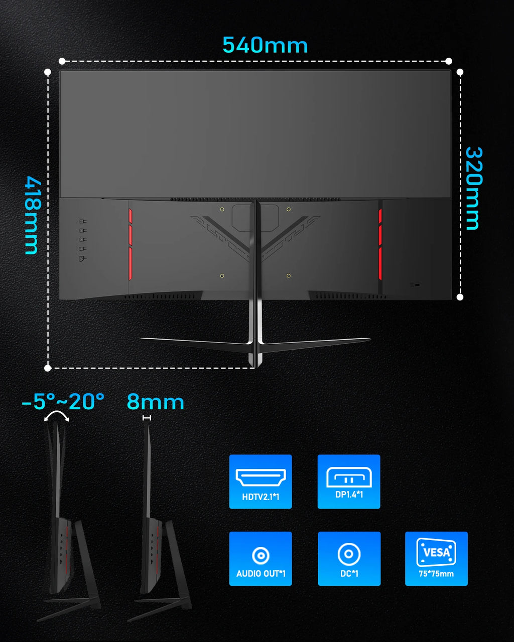FYHXele FY24FHR – Moniteur Gaming 24" 180Hz IPS 1ms