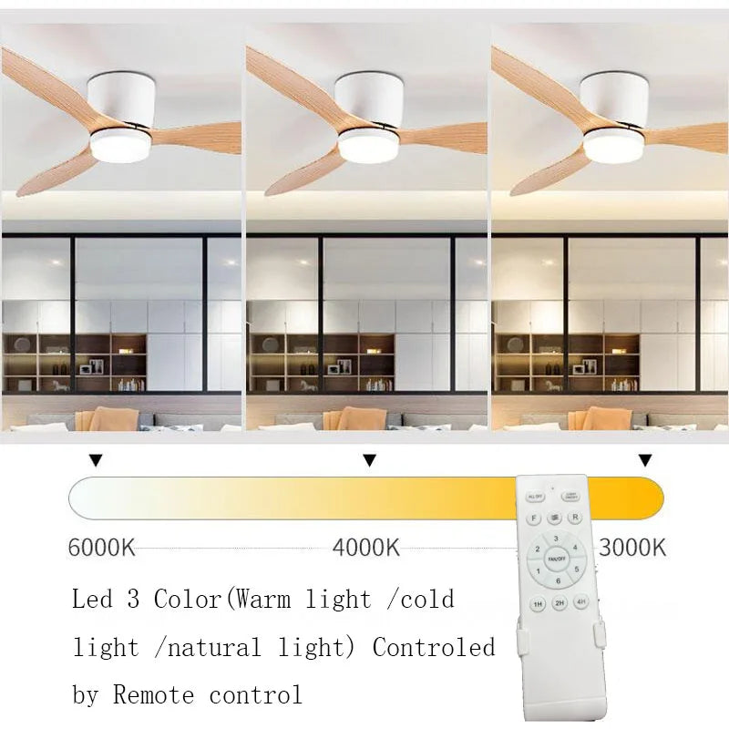 42 52 Inch Ceiling Fans With Lights Led 3 Color 6 Speeds DC Motor Fans Remote Control Low Floor Decorative Fans With Lighting TechVisio