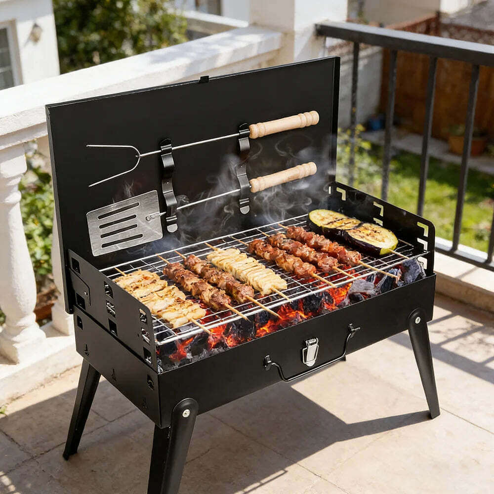 Barbecue Portable Pliant Charbon – Grill Camping Pique-Nique Extérieur TechVisio