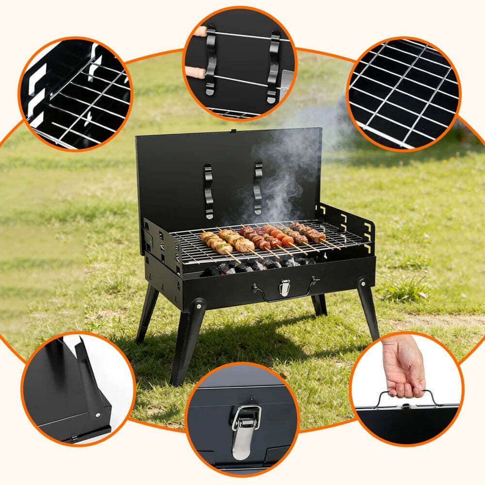 Barbecue Portable Pliant Charbon – Grill Camping Pique-Nique Extérieur TechVisio