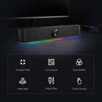 Redragon GS560 Adiemus RGB USB Desktop Soundbar, 2.0 Channel Computer Speaker with Dynamic Lighting Bar Audio-Light Sync/Display TechVisio