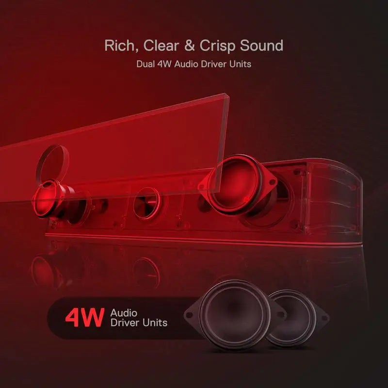 Redragon GS560 Adiemus RGB USB Desktop Soundbar, 2.0 Channel Computer Speaker with Dynamic Lighting Bar Audio-Light Sync/Display TechVisio