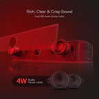 Redragon GS560 Adiemus RGB USB Desktop Soundbar, 2.0 Channel Computer Speaker with Dynamic Lighting Bar Audio-Light Sync/Display TechVisio