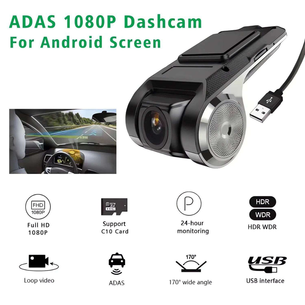 HD Car DVR Dash Cam  ADAS Video 720P/1080P USB Dashcam Auto Drive Recorder for Android Multimedia Player DVD Voice Alarm TechVisio