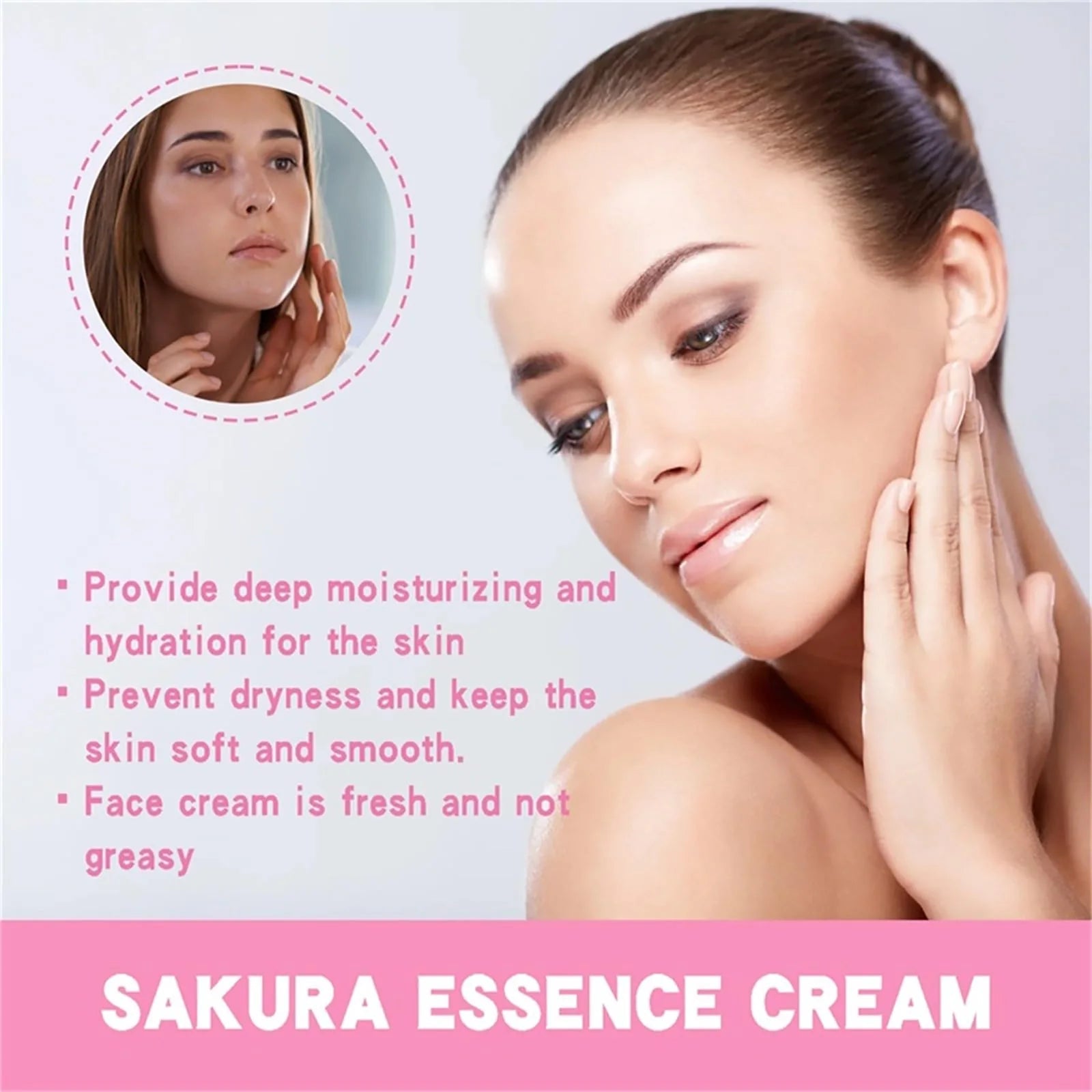Japan Sakura Essence Cream, Sakura Tone Up Cream with Hyaluronic Acid, TechVisio