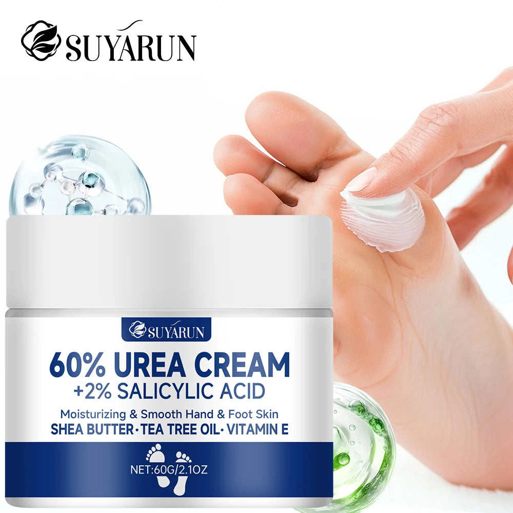 SUYARUN 60% Urea Foot Cream for Cracked Heels & Dry Skin - Intensive Moisturizing Treatment, Callus Remover, Diabetic Foot Care. TechVisio