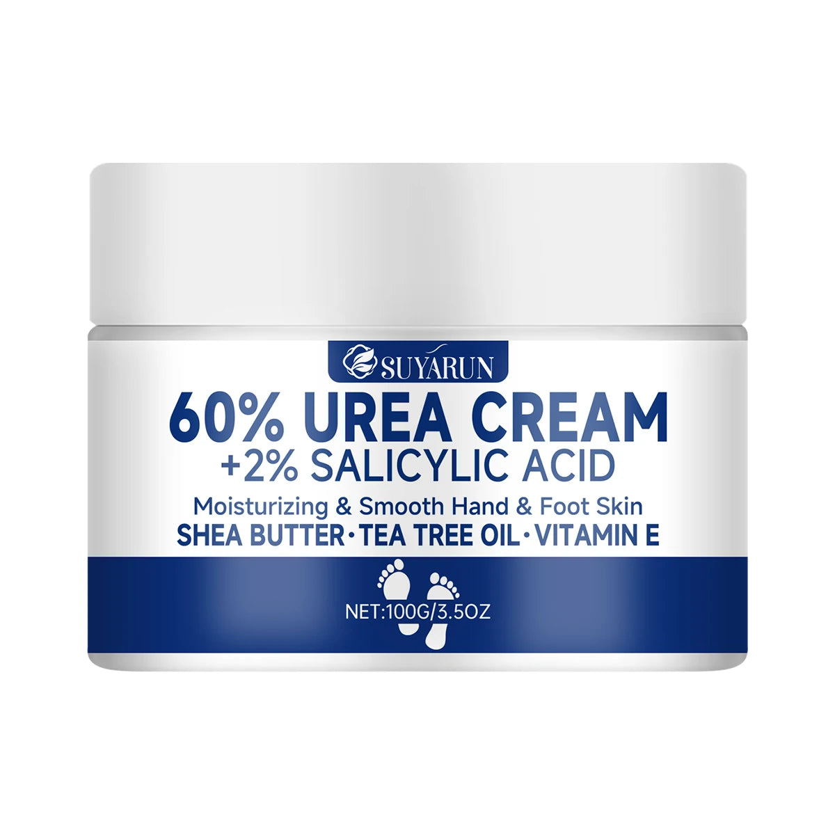 SUYARUN 60% Urea Foot Cream for Cracked Heels & Dry Skin - Intensive Moisturizing Treatment, Callus Remover, Diabetic Foot Care. TechVisio