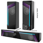 2 in 1 USB PC Speaker Notebook Stereo RGB Light Wired Portable Full Frequency Desktop Computer Laptop Subwoofer TechVisio