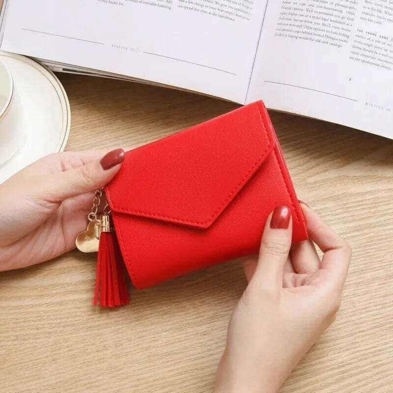 Fashion Short Women Wallets PU Leather Women Luxury Tassels Wallet Hasp Small Wallet Trend Coin Purse Ladies Card Holder Pouch TechVisio
