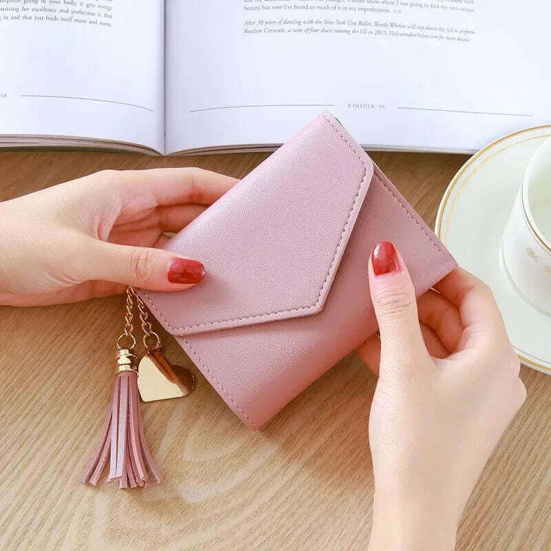 Fashion Short Women Wallets PU Leather Women Luxury Tassels Wallet Hasp Small Wallet Trend Coin Purse Ladies Card Holder Pouch TechVisio