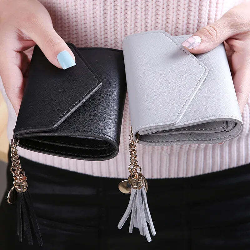 Fashion Short Women Wallets PU Leather Women Luxury Tassels Wallet Hasp Small Wallet Trend Coin Purse Ladies Card Holder Pouch TechVisio