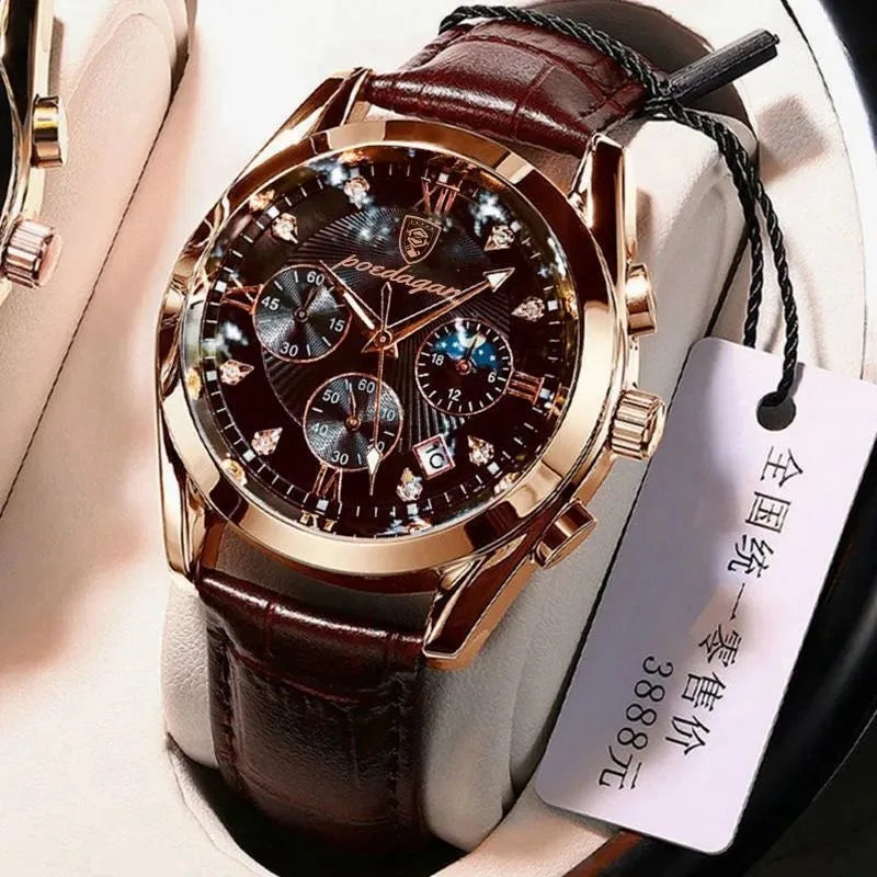 POEDAGAR Men Watch New Top Brand Luxury Waterproof Luminous Sport Wristwatch Quartz Military Genuine Leather Relogio Masculino TechVisio