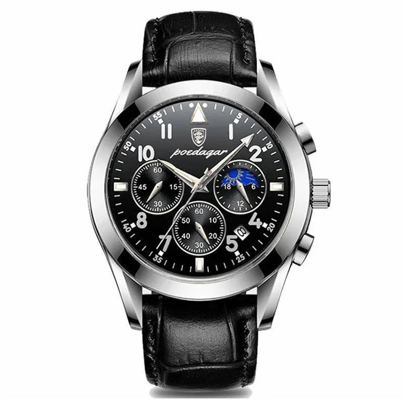 POEDAGAR Men Watch New Top Brand Luxury Waterproof Luminous Sport Wristwatch Quartz Military Genuine Leather Relogio Masculino TechVisio