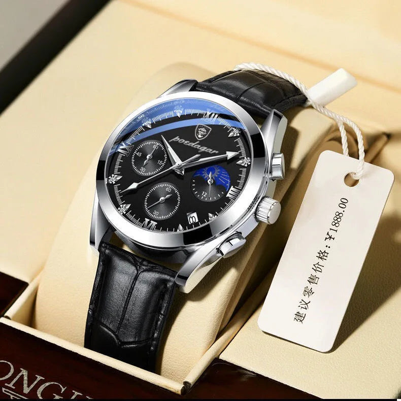 POEDAGAR Men Watch New Top Brand Luxury Waterproof Luminous Sport Wristwatch Quartz Military Genuine Leather Relogio Masculino TechVisio