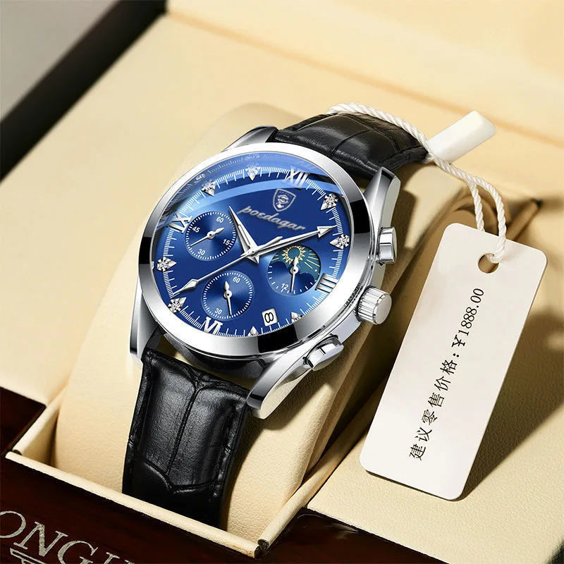 POEDAGAR Men Watch New Top Brand Luxury Waterproof Luminous Sport Wristwatch Quartz Military Genuine Leather Relogio Masculino TechVisio