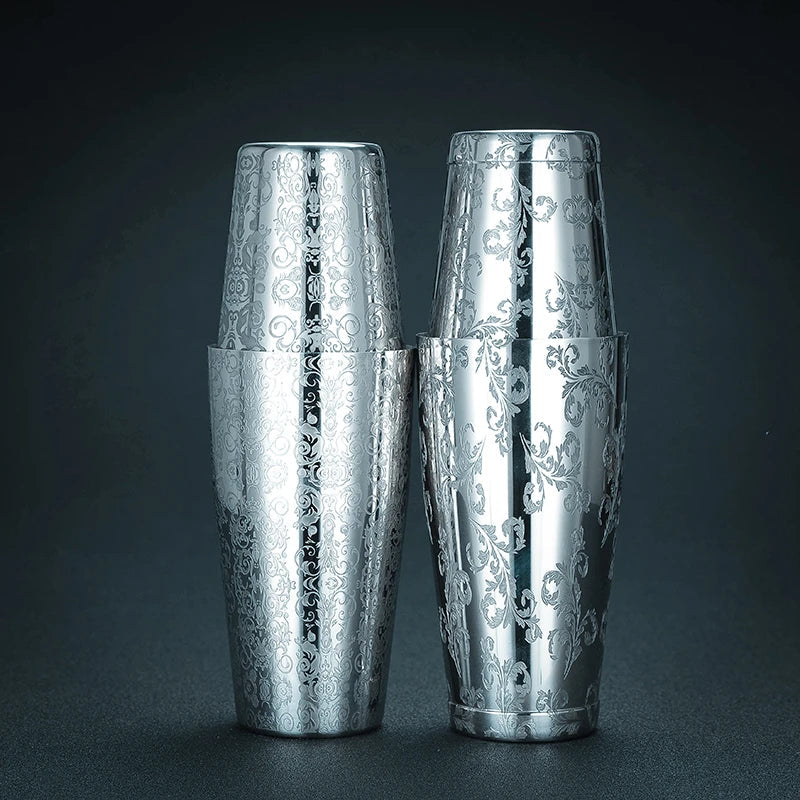Stainless Steel Cocktail Boston Bar Shaker: 2-piece Set: 18oz Unweighted & 28oz TechVisio