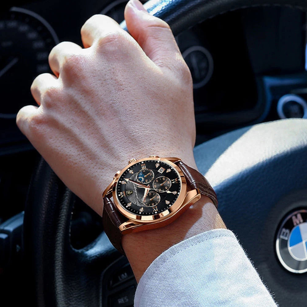 POEDAGAR Men Watch New Top Brand Luxury Waterproof Luminous Sport Wristwatch Quartz Military Genuine Leather Relogio Masculino TechVisio