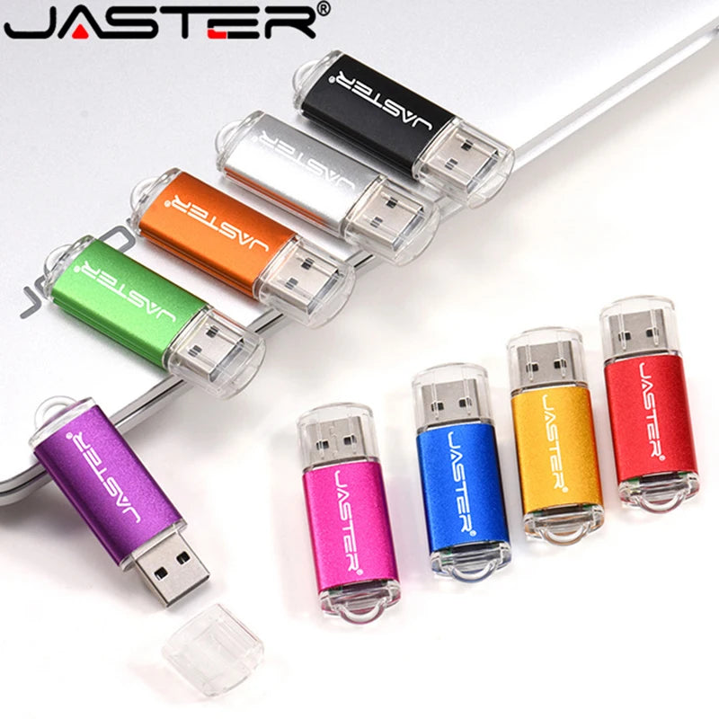 Clé USB JASTER avec Porte-Clés – 128M à 128Go, 9 Couleurs, USB 2.0, Cadeau
