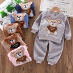 New Winter Baby Girls Boys Homewear Sets Autumn Fashion Flannel Fleece Clothes Kids Cartoon Bear Sleepwear Children Pajamas TechVisio