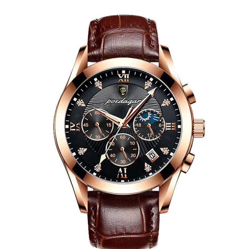 POEDAGAR Men Watch New Top Brand Luxury Waterproof Luminous Sport Wristwatch Quartz Military Genuine Leather Relogio Masculino TechVisio