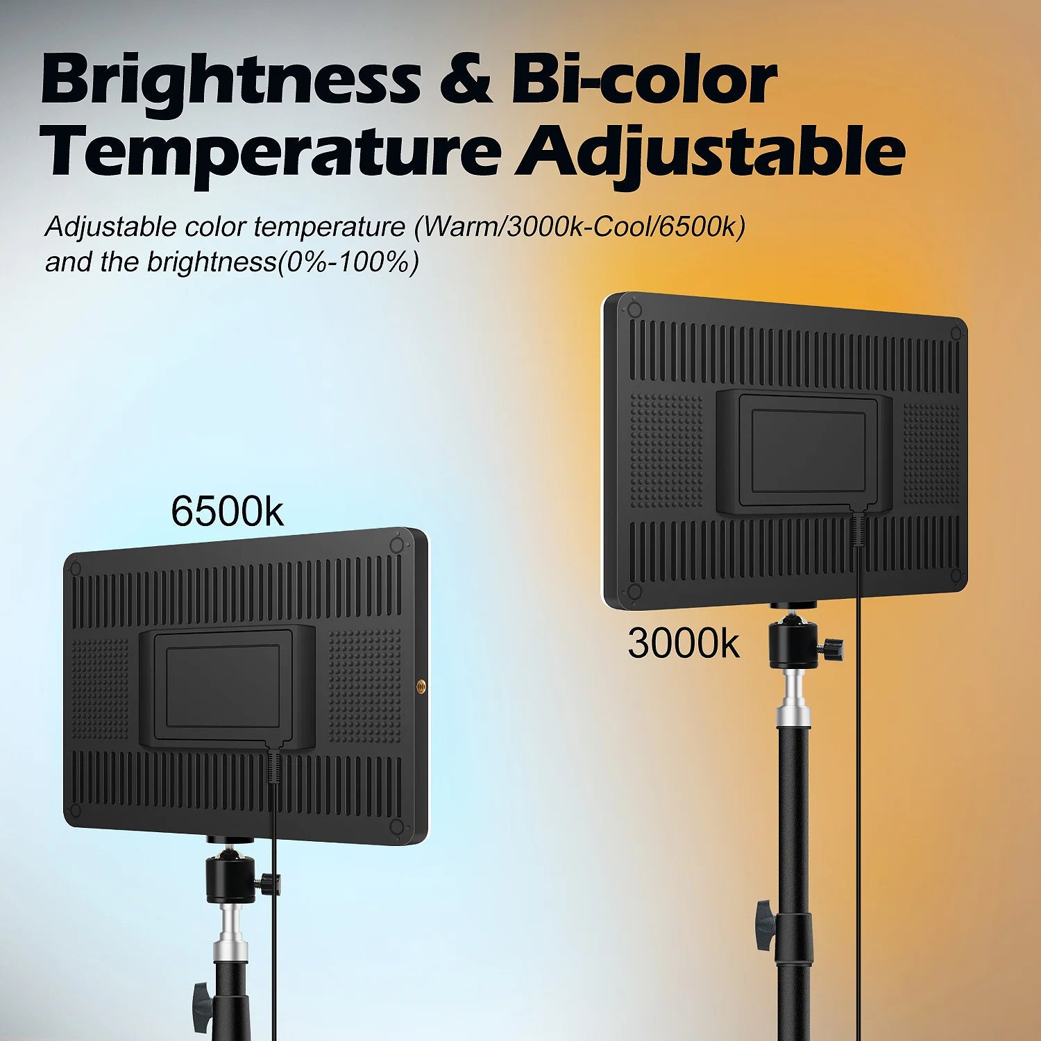 TechVisio LED Videopanel – Bi-Color 3300-5600K | Stativ | 1 oder 2 Panels