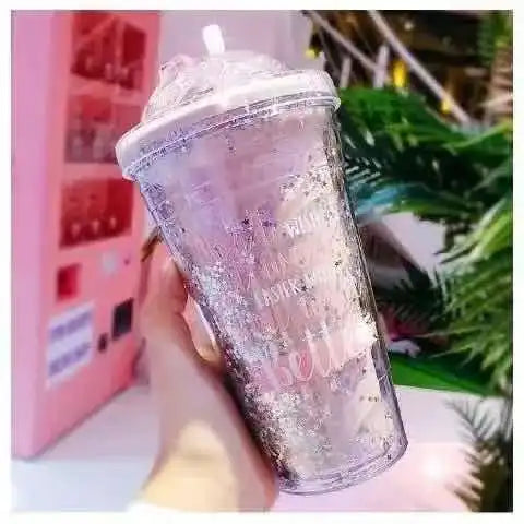 Kawaii Dinosaur Blossom Bottle Creative Sequin Rabbit Crushed Ice Cup Summer Drink Mugs With Straw Coffee Juice Mugs TechVisio