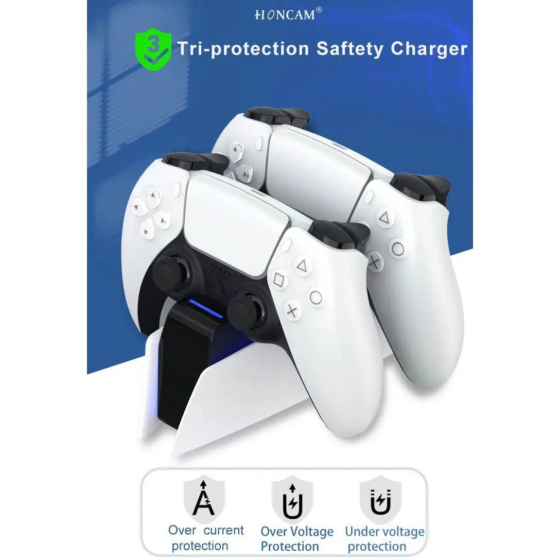 Station de Charge Double PS5 DualSense – USB-C | LED | 2h30 TechVisio
