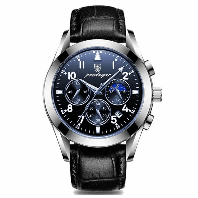 POEDAGAR Men Watch New Top Brand Luxury Waterproof Luminous Sport Wristwatch Quartz Military Genuine Leather Relogio Masculino TechVisio