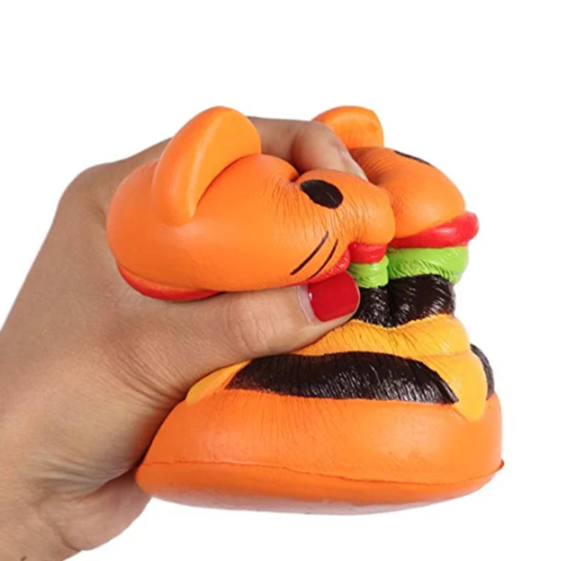 Squishy Burger Tête de Chat Parfumé – PU Slow-Rising, Anti-Stress