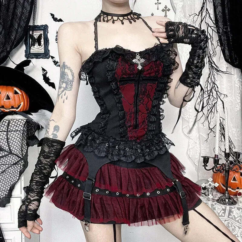 2025 Gothic Women Crop Top Skeleton Printed Black Corset Tops Sexy Aesthetic Grunge Fairy Core 90s Camisole Y2K Clothes TechVisio