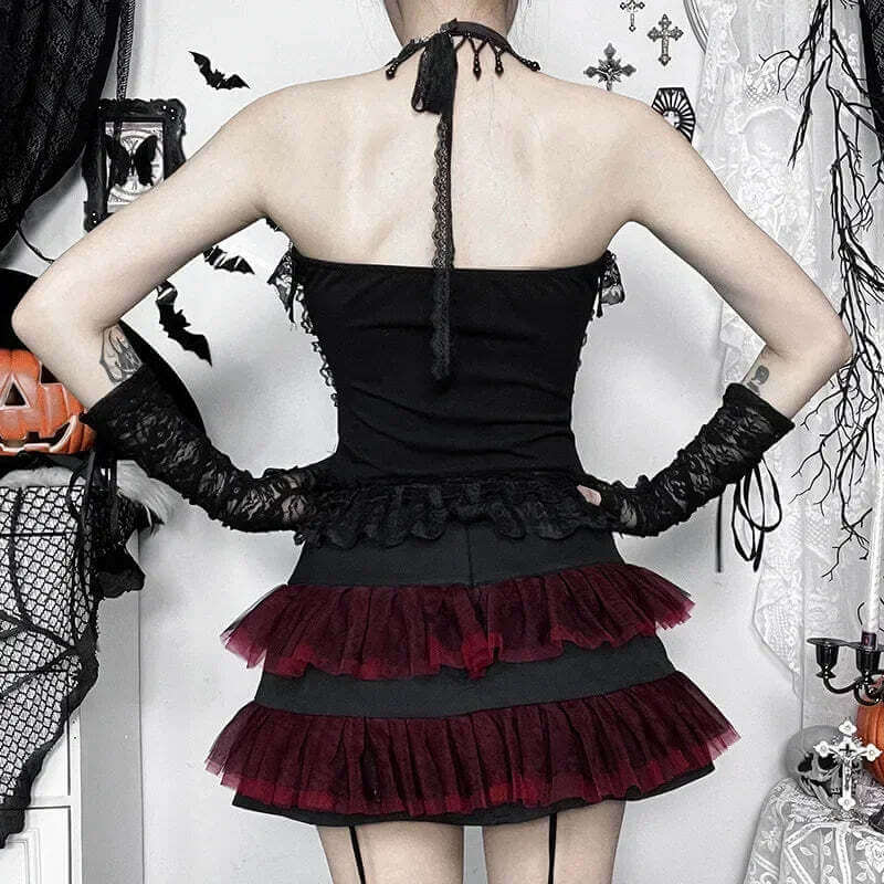 2025 Gothic Women Crop Top Skeleton Printed Black Corset Tops Sexy Aesthetic Grunge Fairy Core 90s Camisole Y2K Clothes TechVisio
