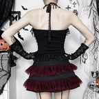 2025 Gothic Women Crop Top Skeleton Printed Black Corset Tops Sexy Aesthetic Grunge Fairy Core 90s Camisole Y2K Clothes TechVisio