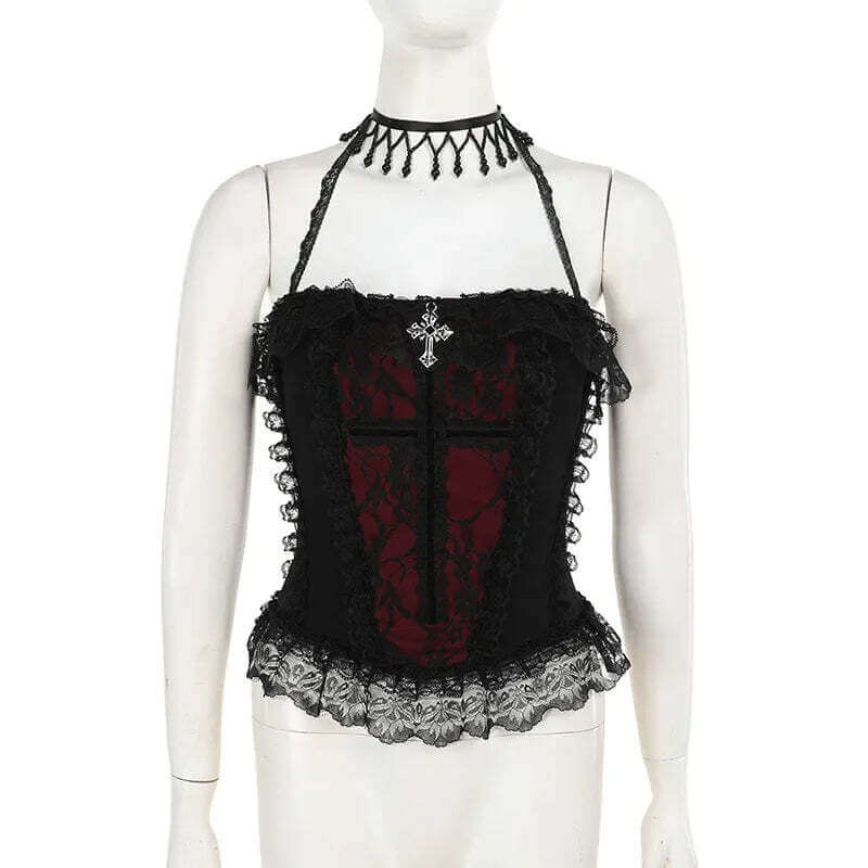 2025 Gothic Women Crop Top Skeleton Printed Black Corset Tops Sexy Aesthetic Grunge Fairy Core 90s Camisole Y2K Clothes TechVisio