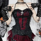 2025 Gothic Women Crop Top Skeleton Printed Black Corset Tops Sexy Aesthetic Grunge Fairy Core 90s Camisole Y2K Clothes TechVisio
