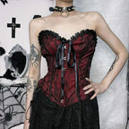 2025 Gothic Women Crop Top Skeleton Printed Black Corset Tops Sexy Aesthetic Grunge Fairy Core 90s Camisole Y2K Clothes TechVisio