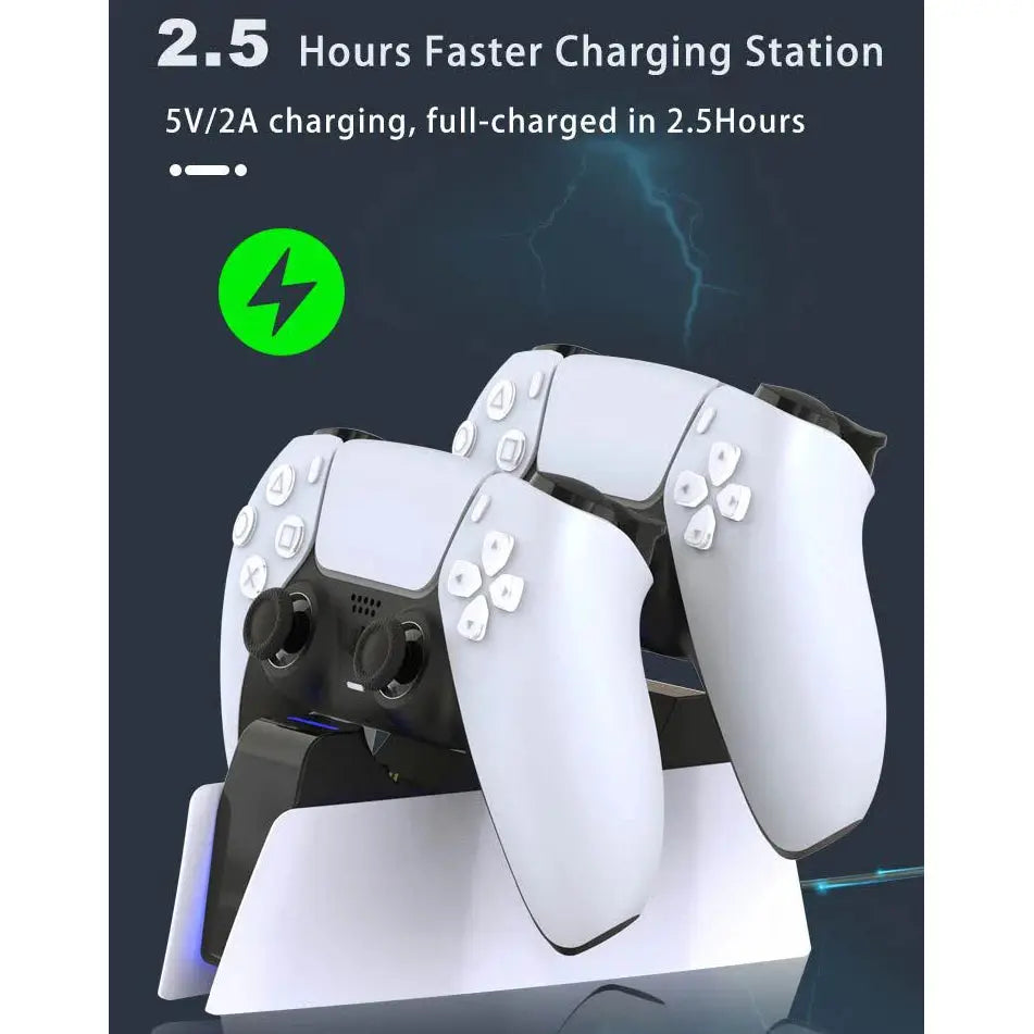 Station de Charge Double PS5 DualSense – USB-C | LED | 2h30 TechVisio