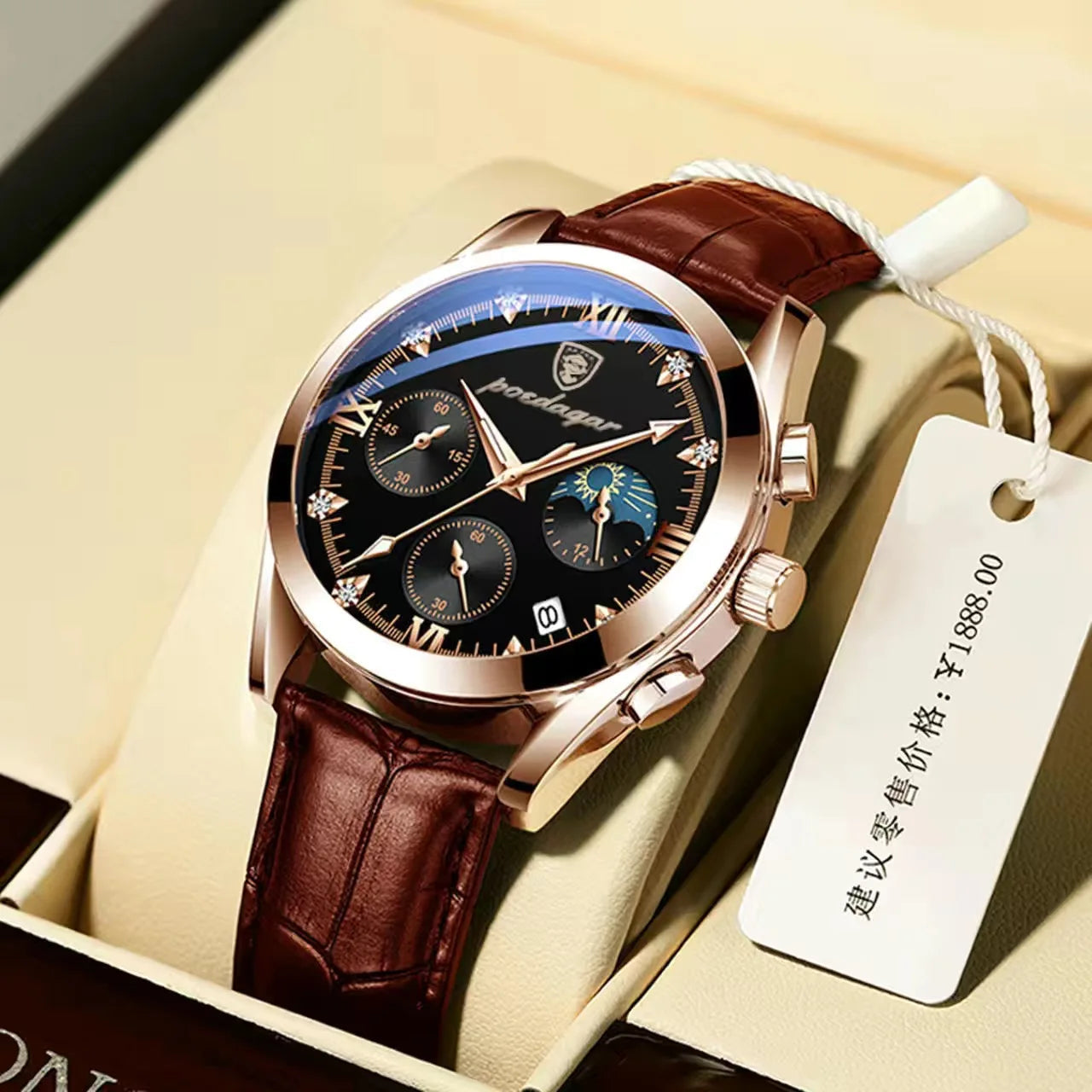 POEDAGAR Men Watch New Top Brand Luxury Waterproof Luminous Sport Wristwatch Quartz Military Genuine Leather Relogio Masculino TechVisio