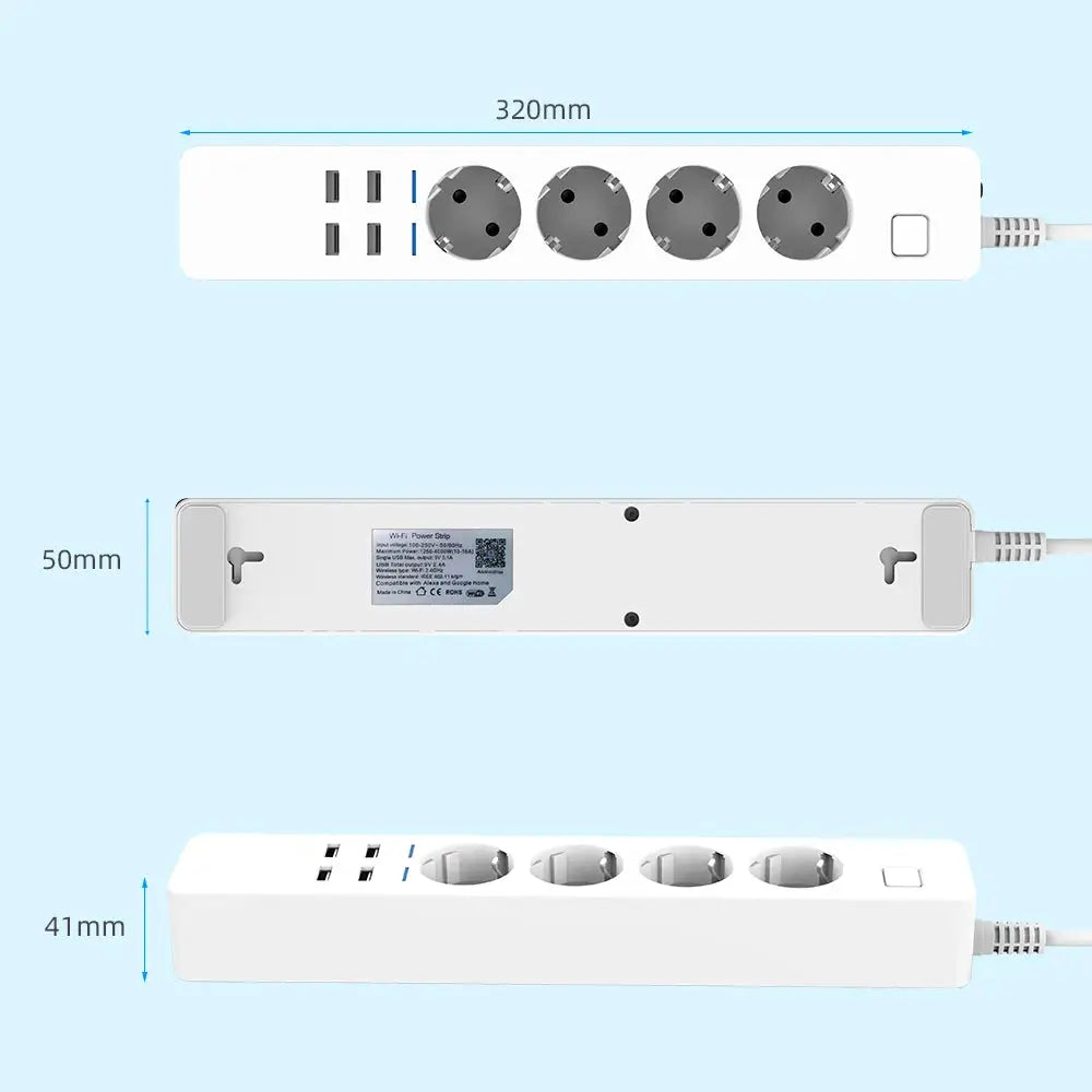 Multiprise Connectée WiFi YITOM – 4 Prises EU + 4 USB | Alexa Google Home TechVisio