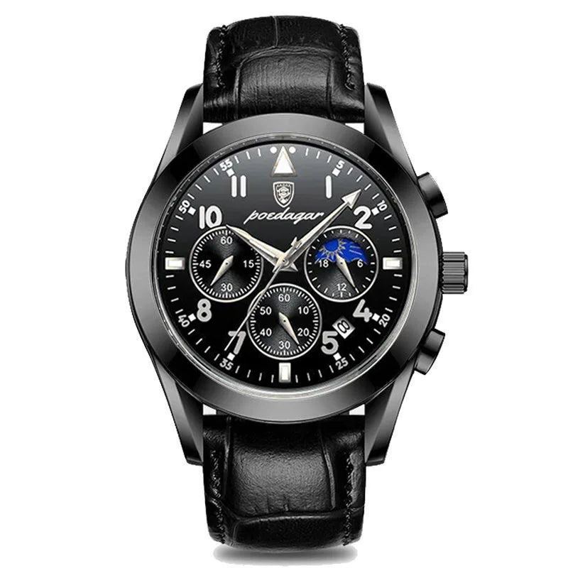 POEDAGAR Men Watch New Top Brand Luxury Waterproof Luminous Sport Wristwatch Quartz Military Genuine Leather Relogio Masculino TechVisio